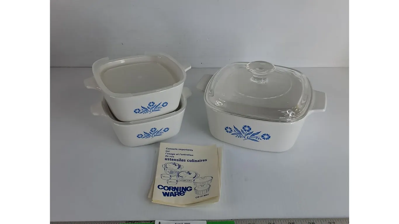 (3) Corningware Blue Cornflower Casserole Dishes