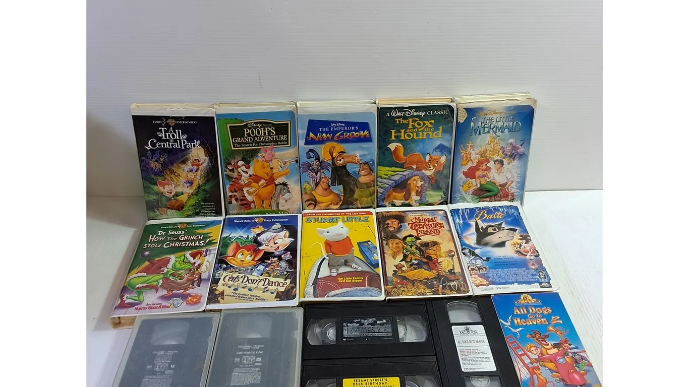 (16) VHS- Balto, Stuart Little, Spice World, New Groove, Fox And The Hound, Little Mermaid