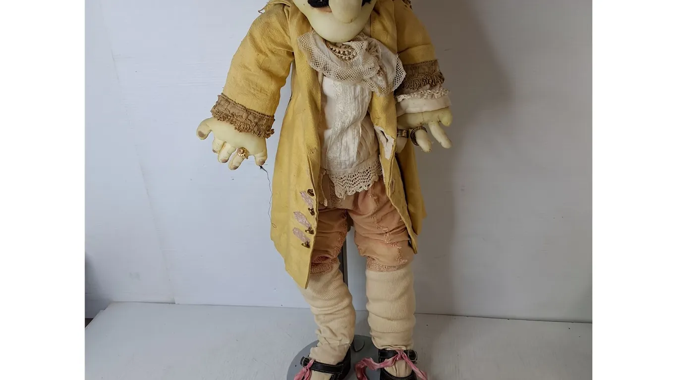 Cloth Folk Art Character Doll with Stand 27"- Can't Ship