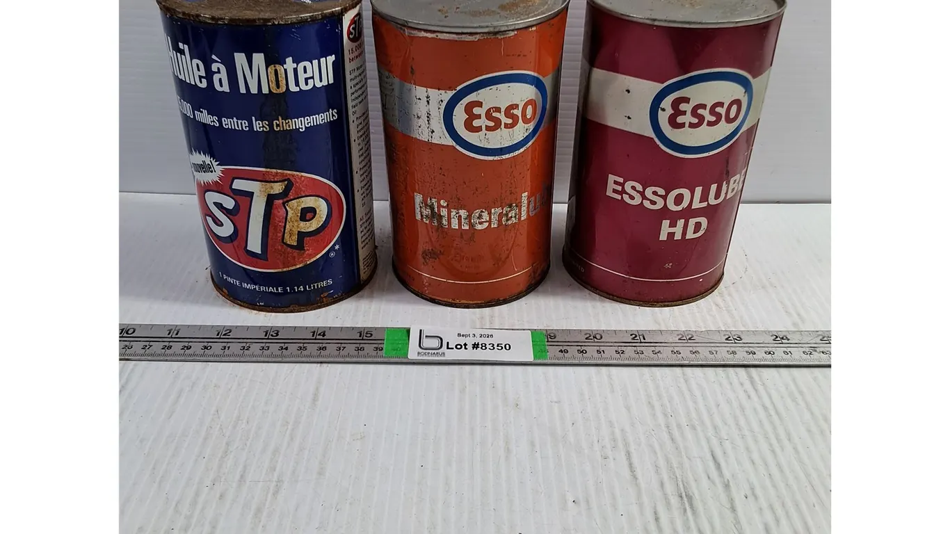 (3) Vintage Oil Cans with Contents-ESSO and STP-Cannot Ship