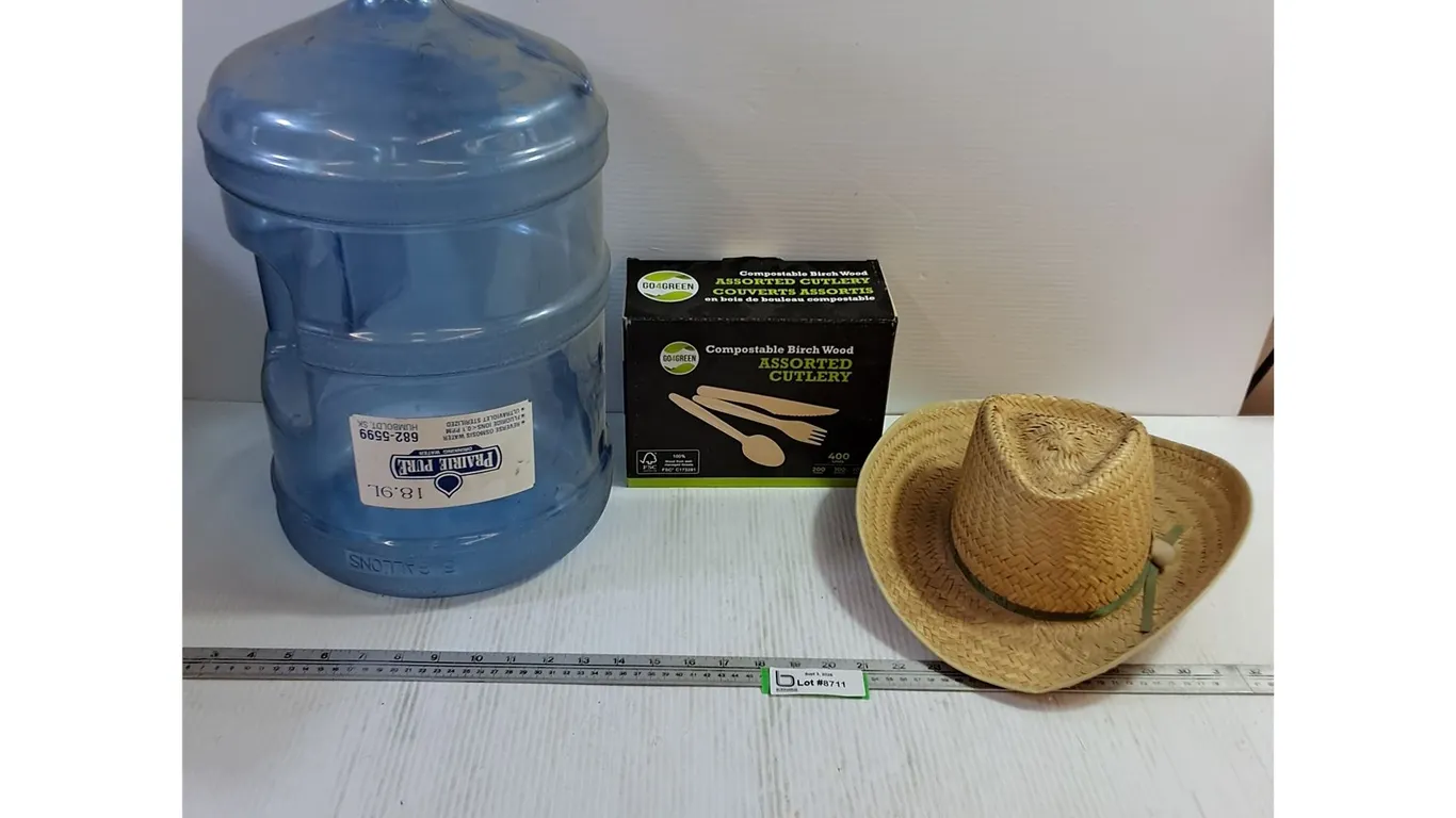 Wooden Cutlery, 18.9L Water Jug, Hat