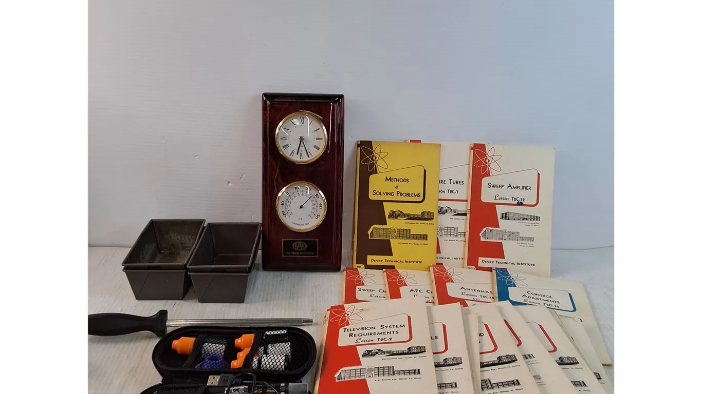 Vintage School Books, Clock/Thermometer, Electronic Cigarette Kit, Misc - Cannot Ship
