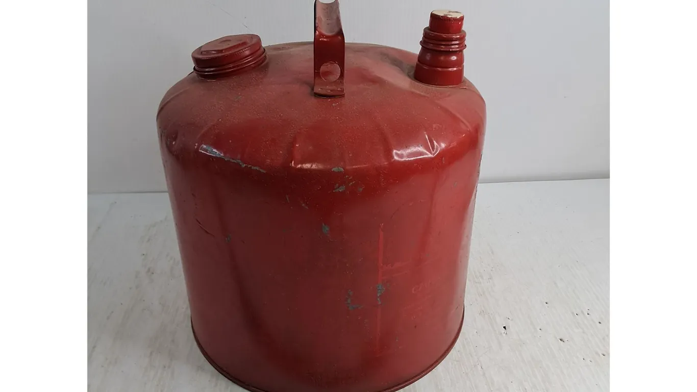 Vintage Metal Fuel Can - 12" High x 12" Diameter, Pickup Only