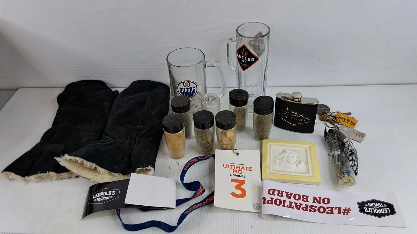Beersteins, Liquor Flask, Winter Mitts, Spice Shakers, Keys, Misc