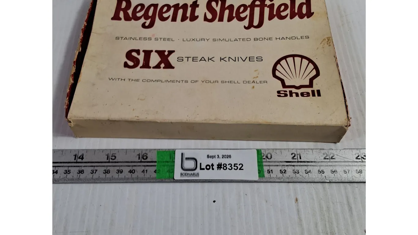 Vintage Promotional Set of Six Stainless Steel Steak Knives Courtesy of Shell Oil