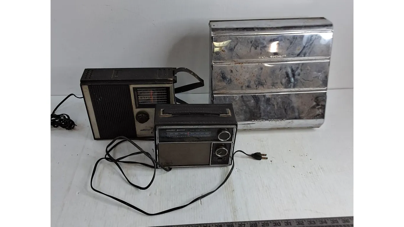 (2) Vintage Portable Radios - Both Power On, Vintage Multi Kitchen Roll Holder