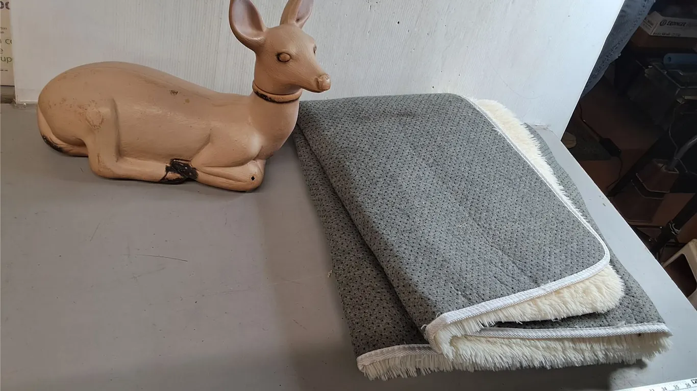 Deer Lawn Ornament 18" Long, Fur Style Rug 67" x 46", Can't Ship