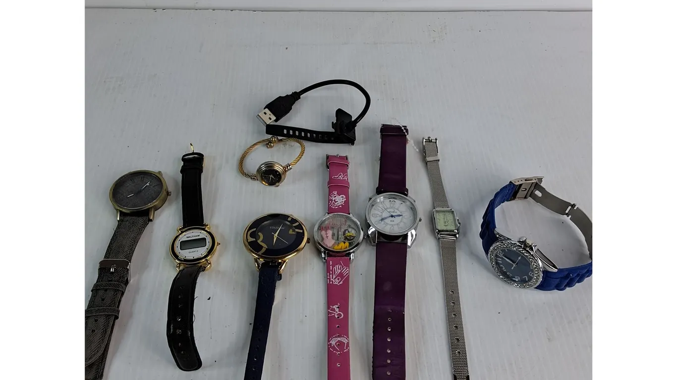 Assorted Watches (8) and Watch Charging Cord