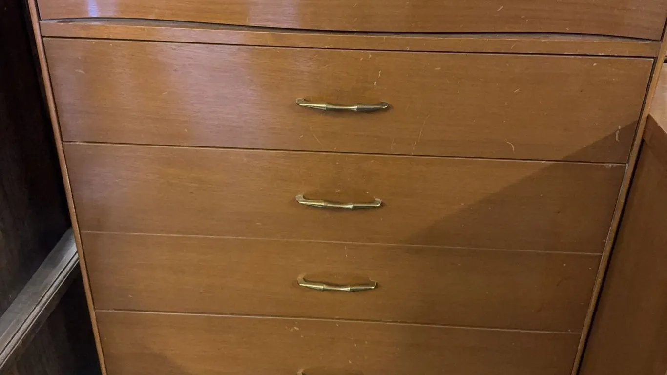 Vintage Five Drawer Wood Dresser