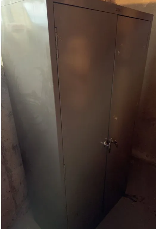 Metal Storage Cabinet with Chrome Handles (Contents Not Included)