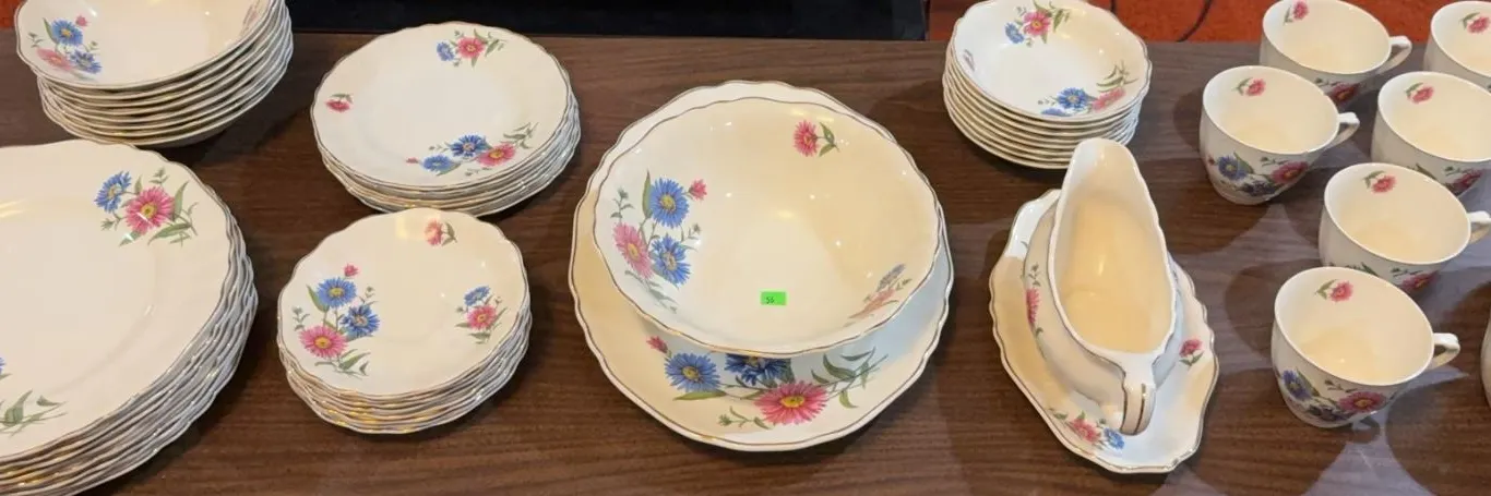 J & G Meakin Floral Dinnerware Set with Cups, Plates, Bowls, Gravy Boat