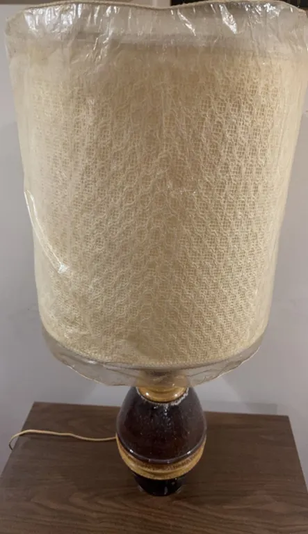 Vintage Ceramic Table Lamp With Textured Shade