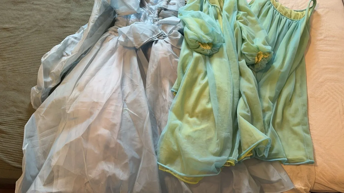Vintage Two-Piece Blue and Green Dressing Gown Set