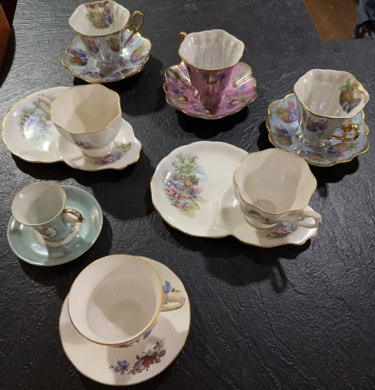 Fine China Teacup and Saucer Sets, Queen Anne, Shafford and Made in Japan