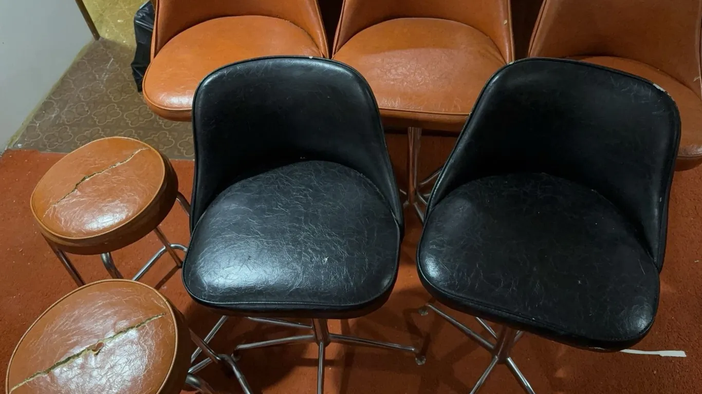 Mid-Century Bar Stools w/ Vinyl Cushions and Chrome Bases