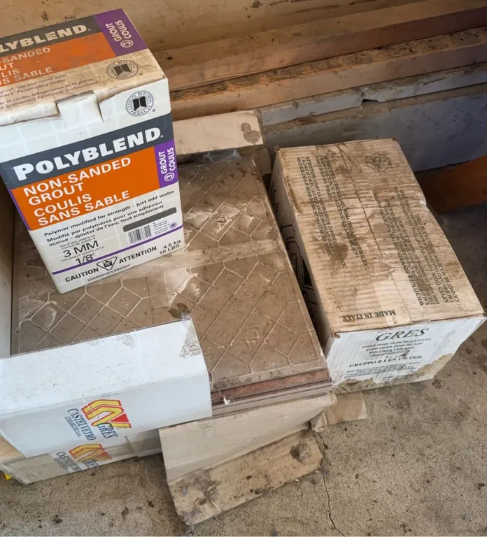 Polyblend Non-Sanded Grout and Gres Fine Porcelain Tile Lot