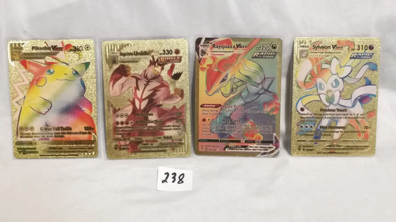 (4) Custom Fan-Art Gold Foil Pokemon Cards