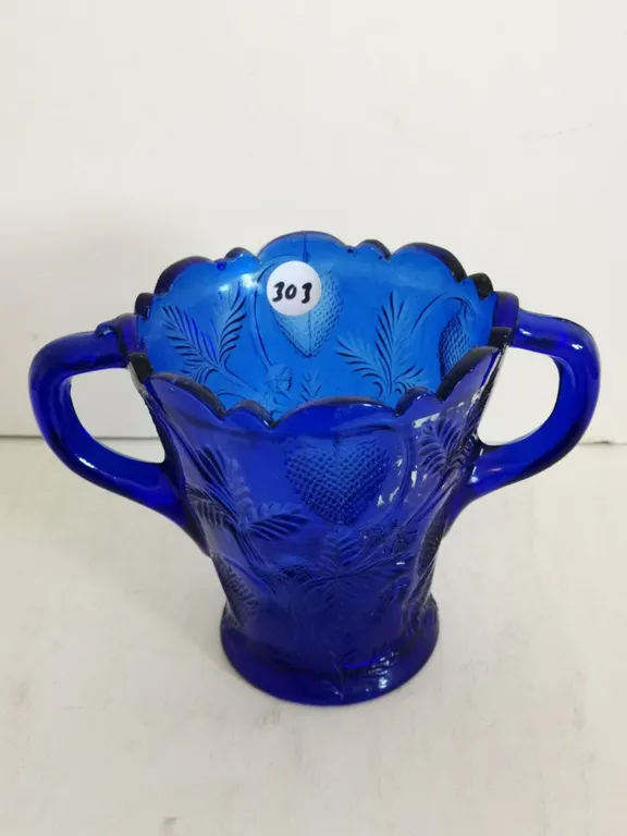 Cobalt Glass Vase, 5” (has chip on bottom)