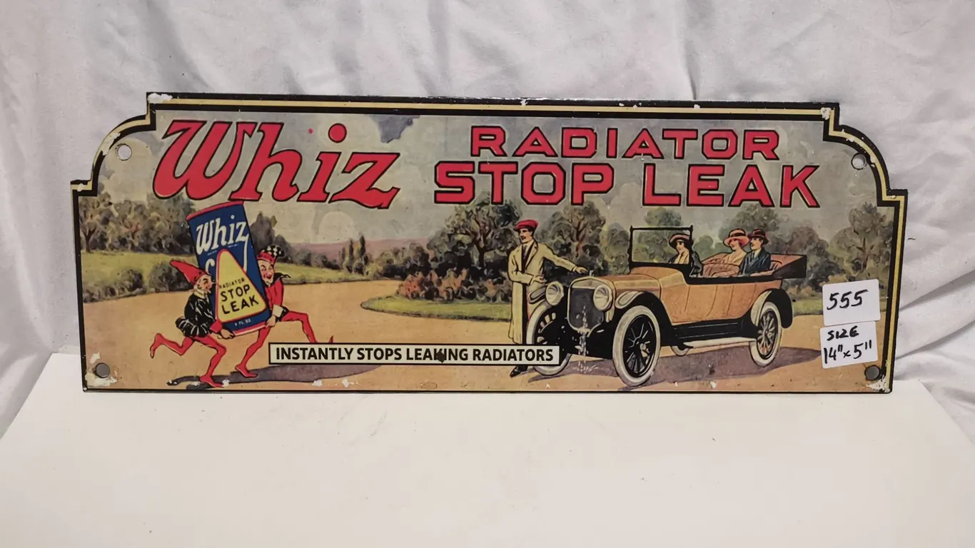Whiz porcelain sign