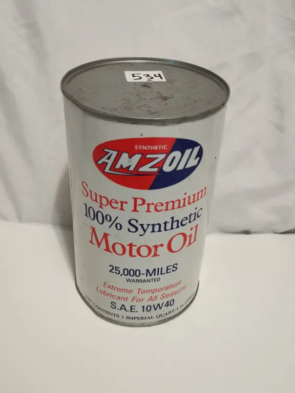 Amzoil oil tin can, full