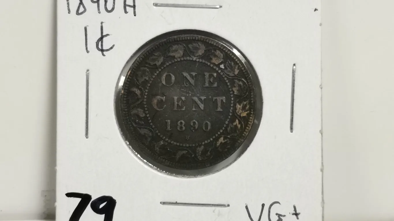 1890H 1 cent coin, semi key date
