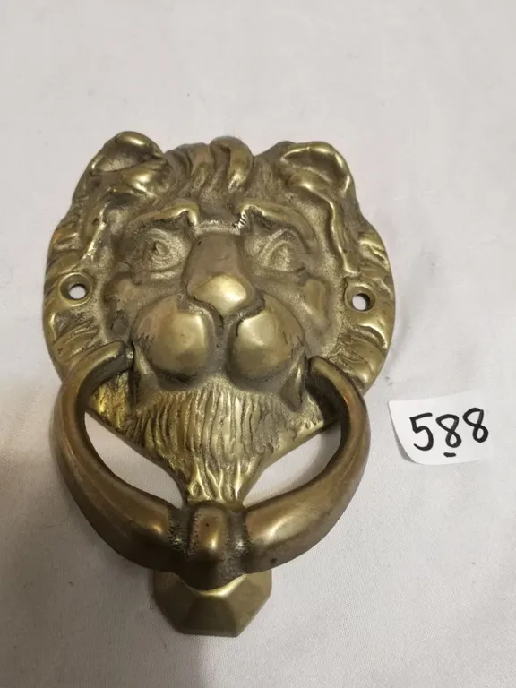 Canadian made lion door knocker, brass