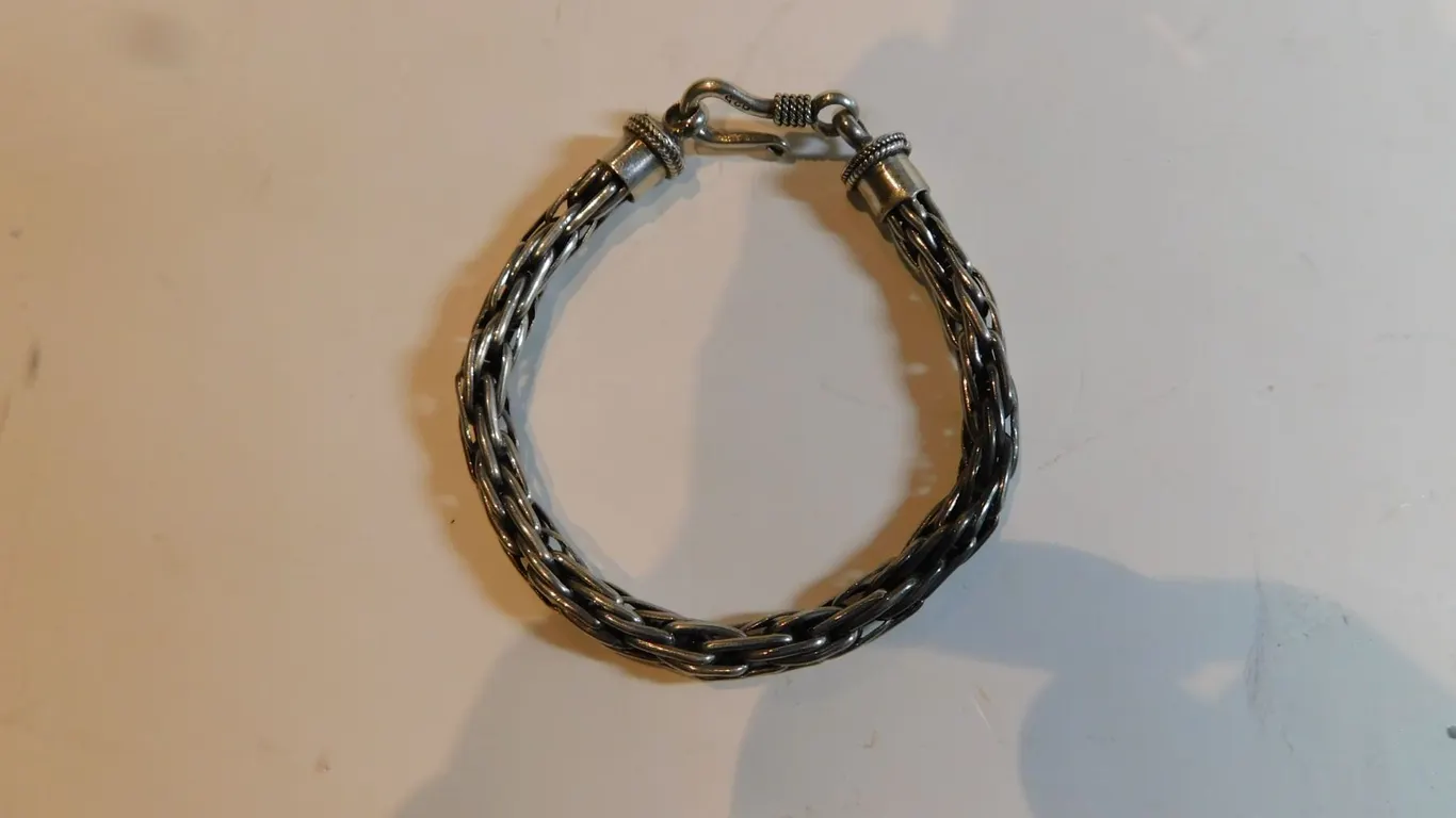 STERLING SILVER INTERLOCKING LINK BRACELET, 15G