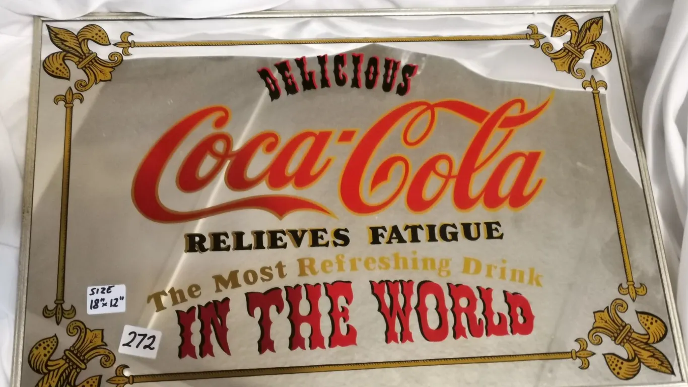Glass Coca-Cola Advertising Sign, 12x18”