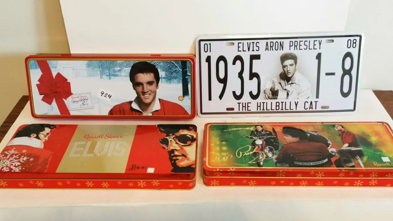 (3) Elvis Tins & Novelty Elvis License Plate