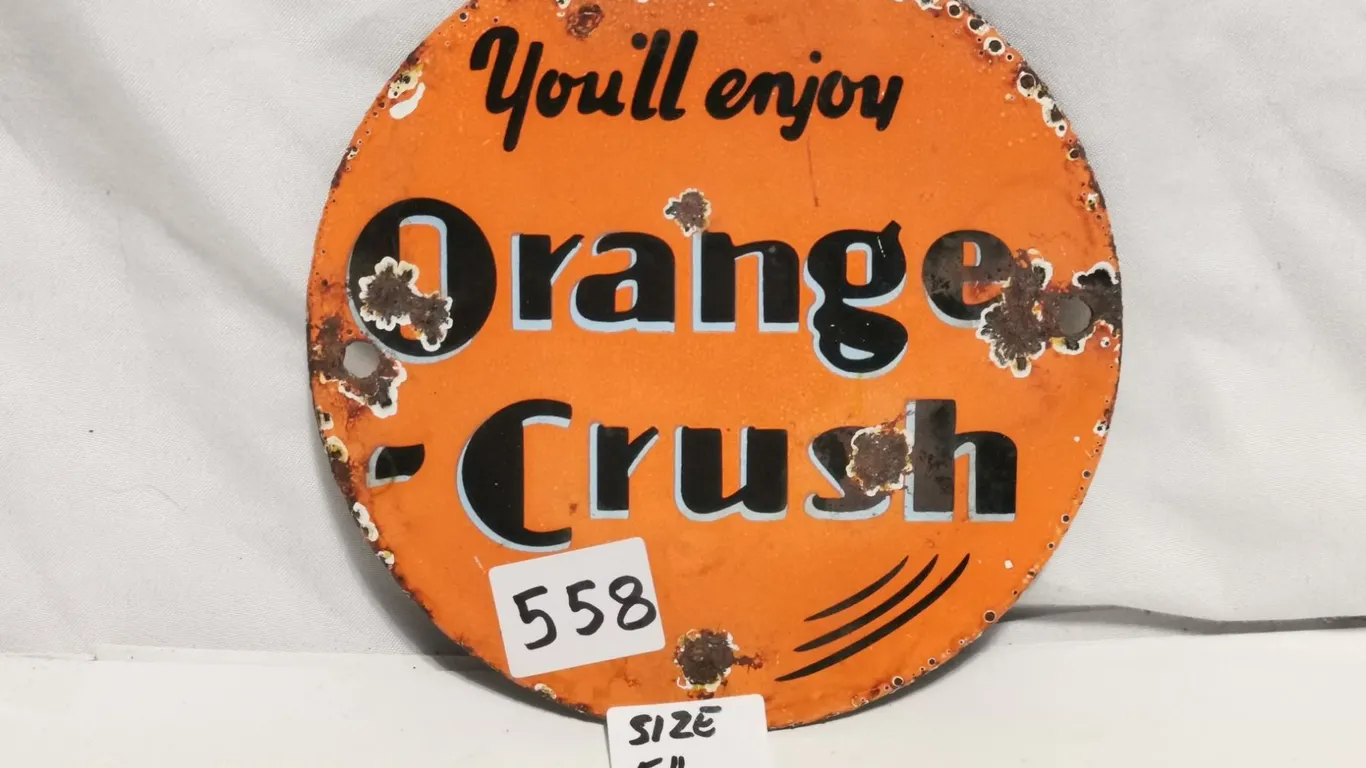 Old orange crush porcelain sign