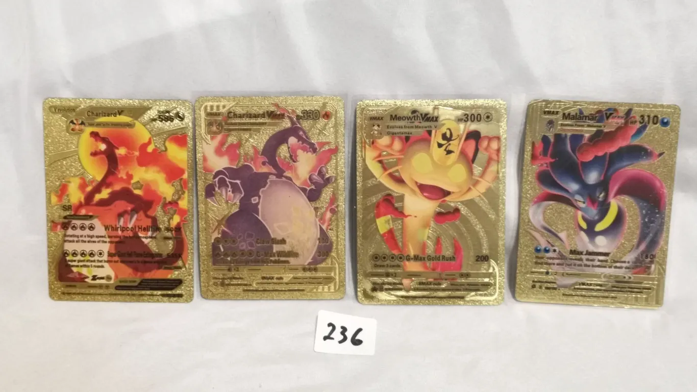 (4) Custom Fan-Art Gold Foil Pokemon Cards