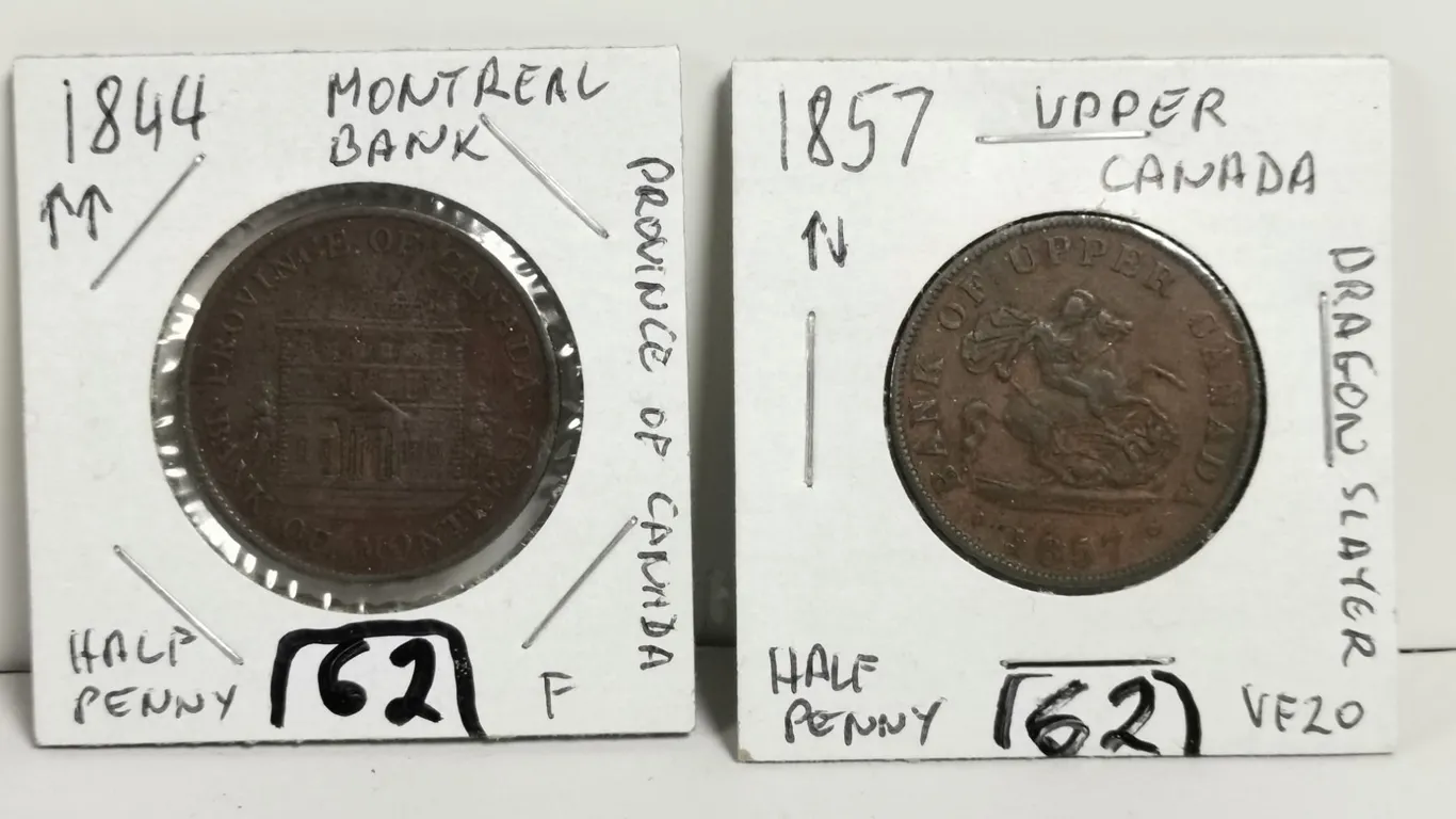 1844 Bank of Montreal, 1857 Upper Canada Tokens