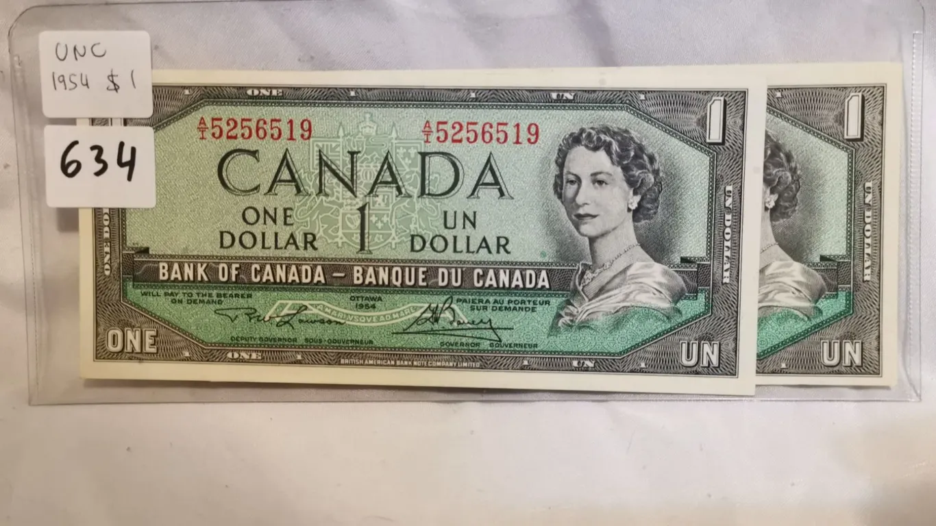 Two UNC 1954 $1 Bills