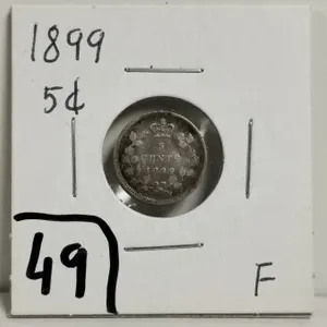 1899 Silver 5 cent coin