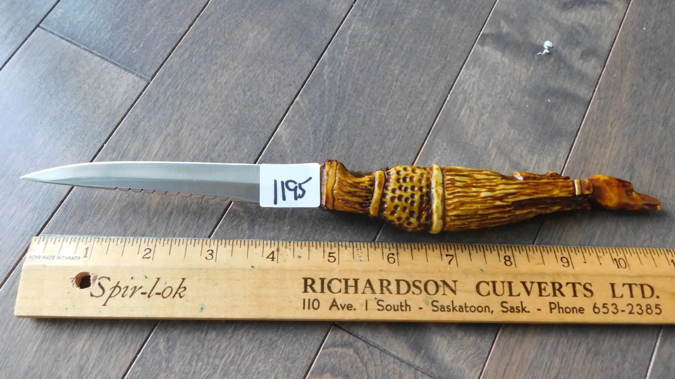 VINTAGE CARVED HANDLE FISH KNIFE, VERY SHARP