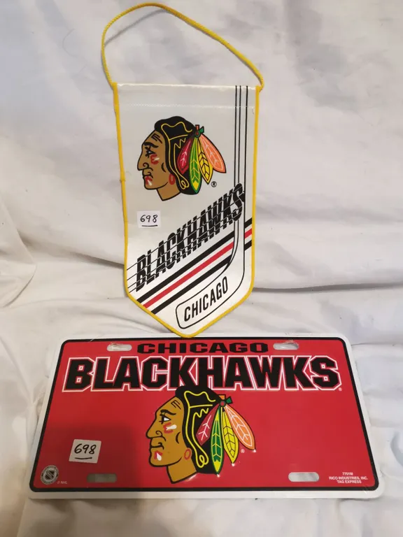 Chicago Blackhawks License Plate and Banner