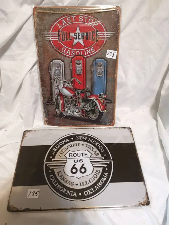Two Tin Signs, Gas and Route 66