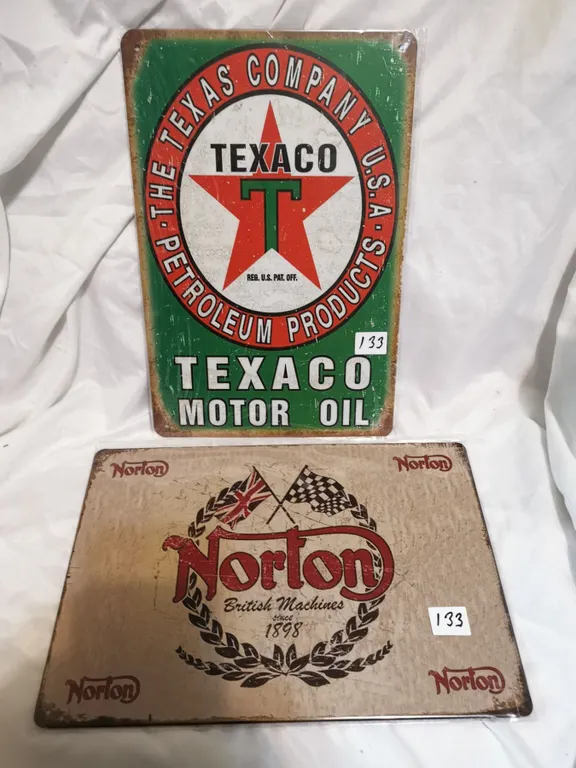 Texaco and Norton Tin Signs