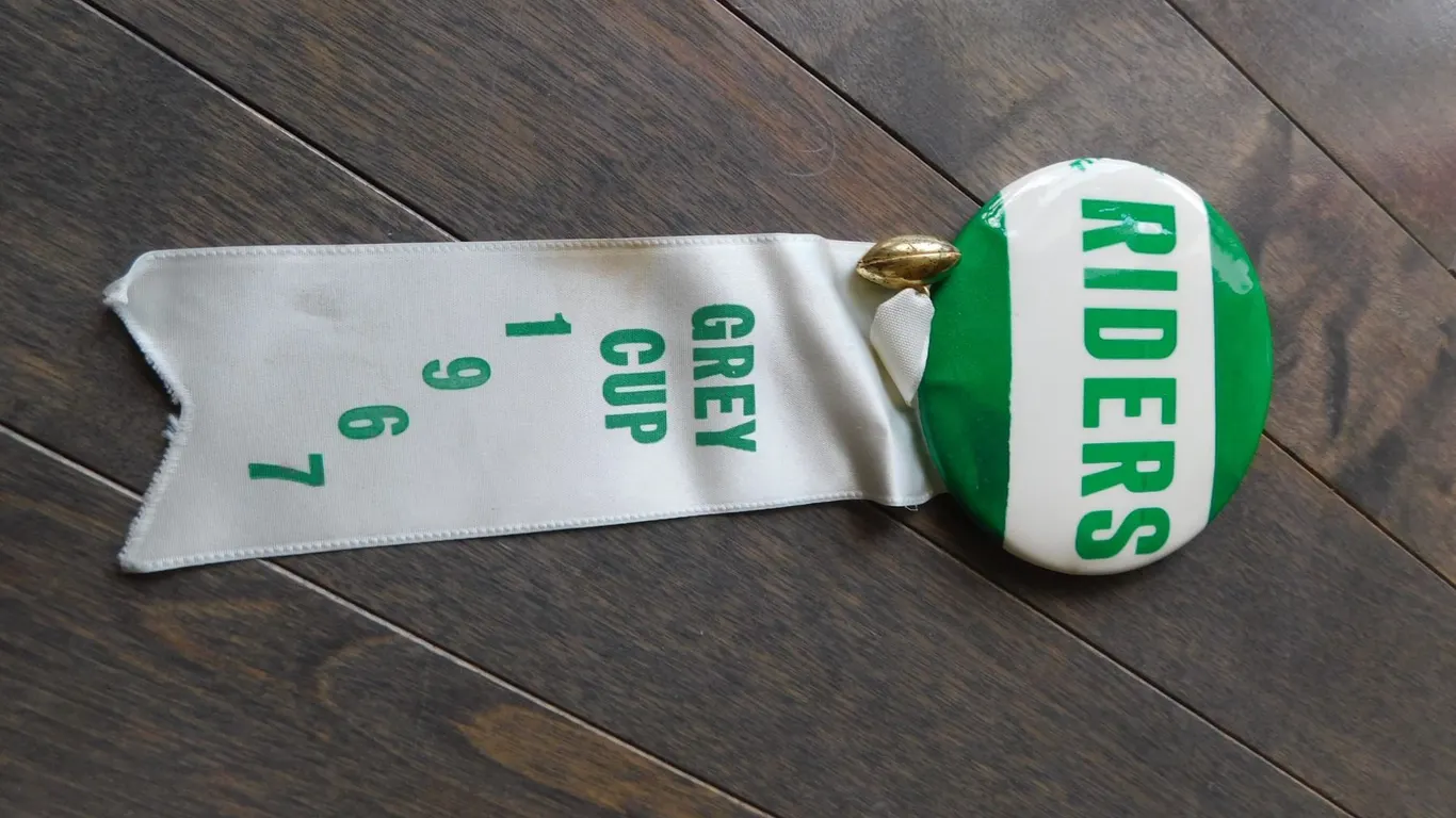 RIDER GREY CUP 1967, PINBACK AND RIBBON