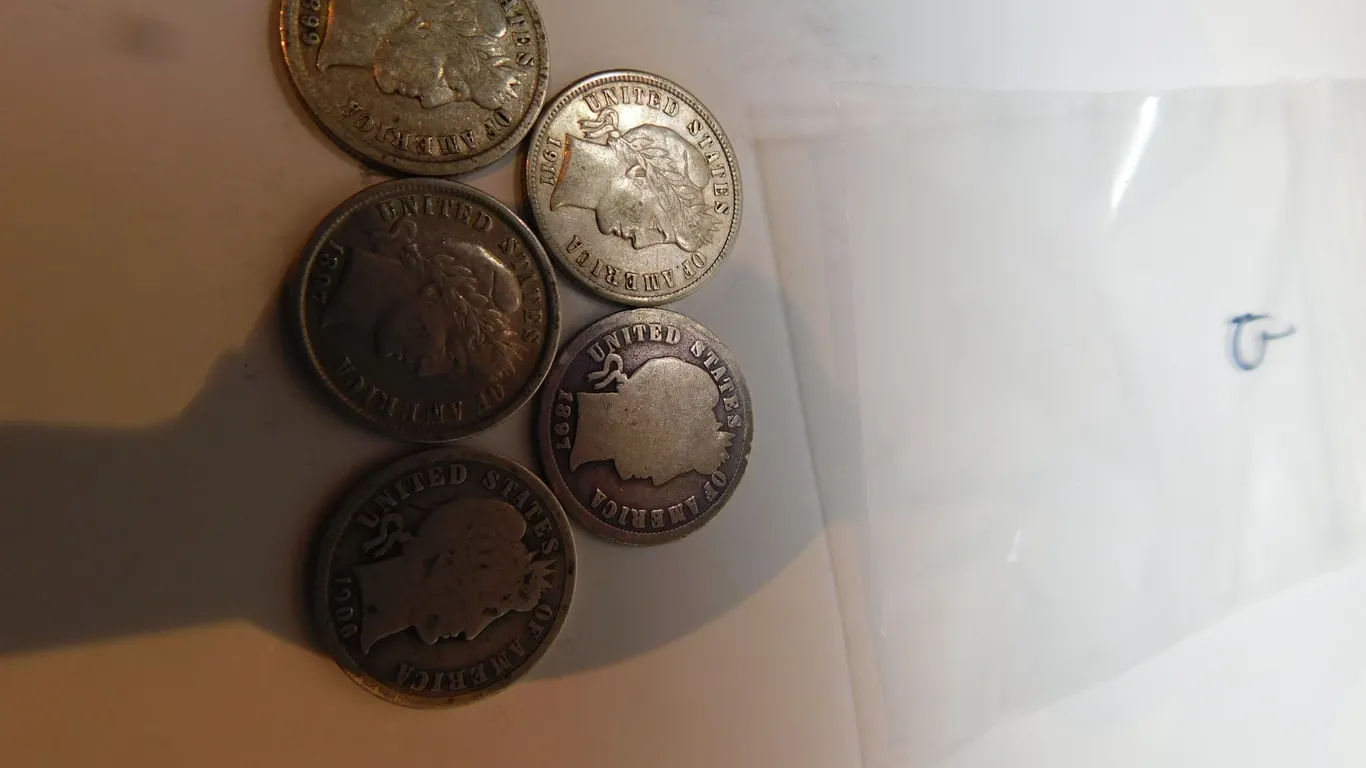5-USA BARBER DIMES, SILVER
