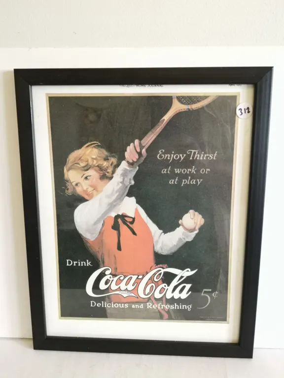 Coca-Cola Framed Ad Art, 12x15”