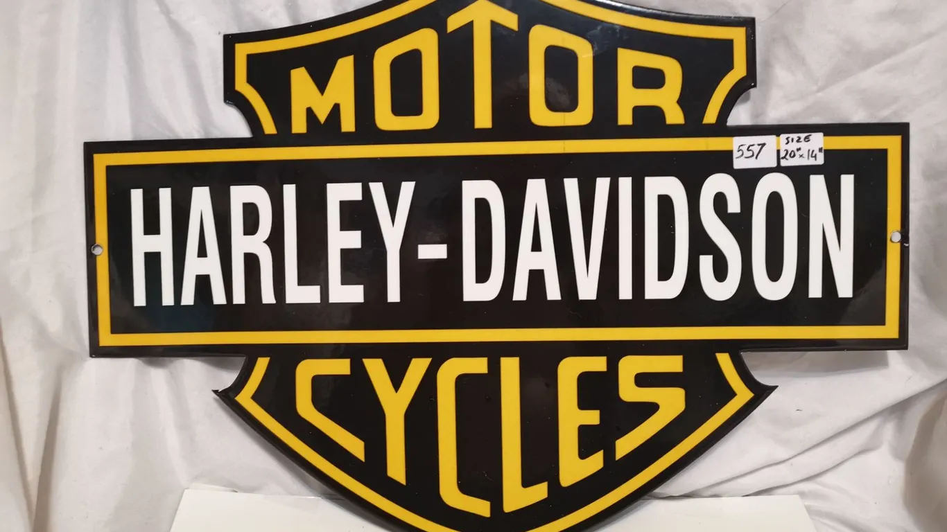 Larger porcelain harley davidson sign