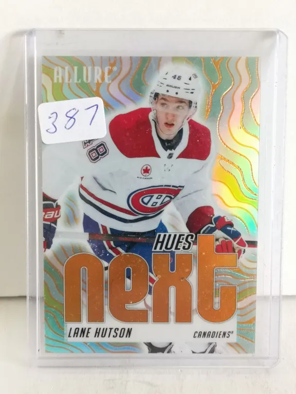 2025-26 NHL Upper Deck Allure Lane Hutson Hues Next Orange #HN-15