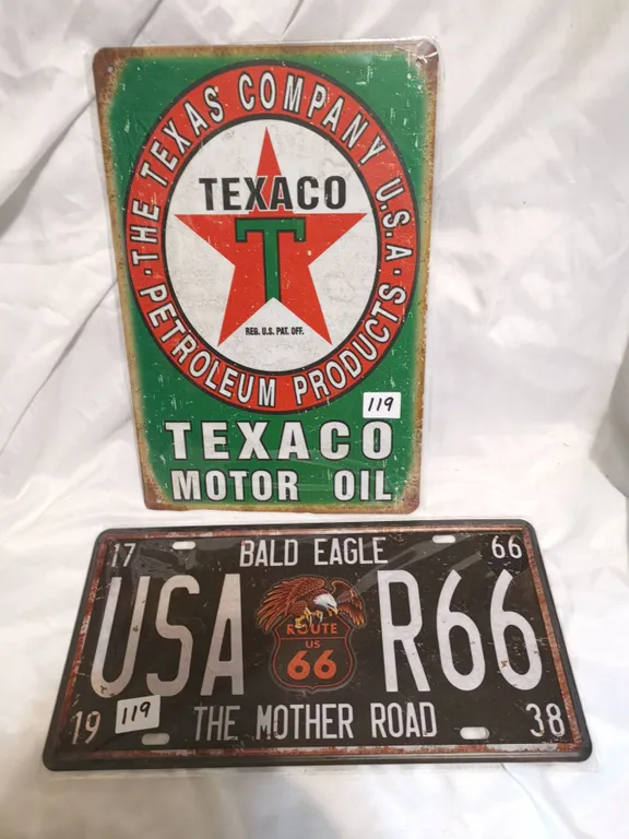 Texaco Sign and Route 66 License Plate
