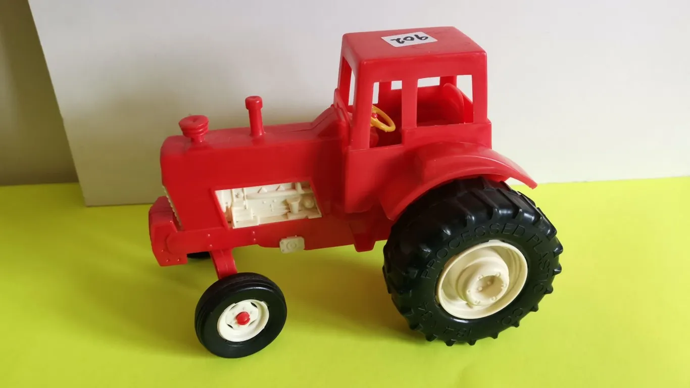 Plastic Toy Ford Tractor Red, 8.5” x 6”Tall