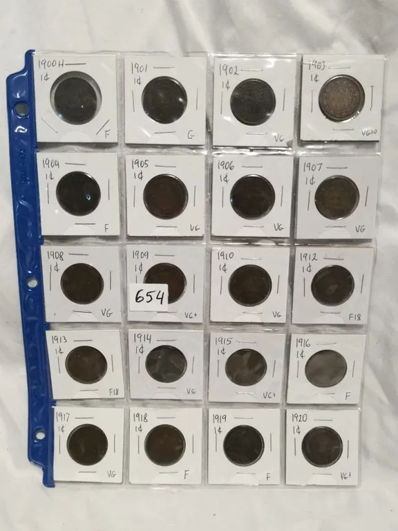 Lot of 20 Canadian 1 Cent Coins 1900-1920