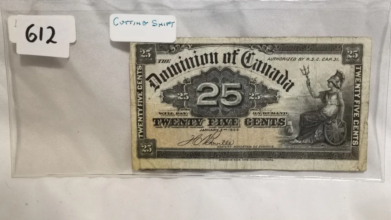 1900 Cutting Error Shift Shinplaster 25 cent Bill