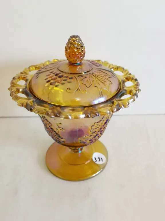 Indiana Glass Pedestal Covered Candy Dish, 6 ¾” Tall