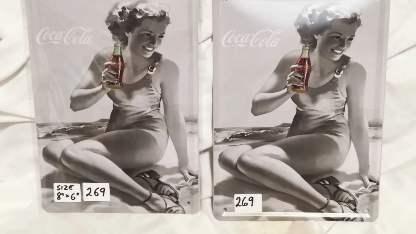 (2) Coca-Cola Tin Signs, 6x8”