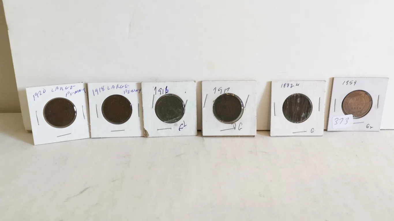 (6) Canada Large Pennies – 1859, 1882-H, 1916, 1917, 1918, 1920